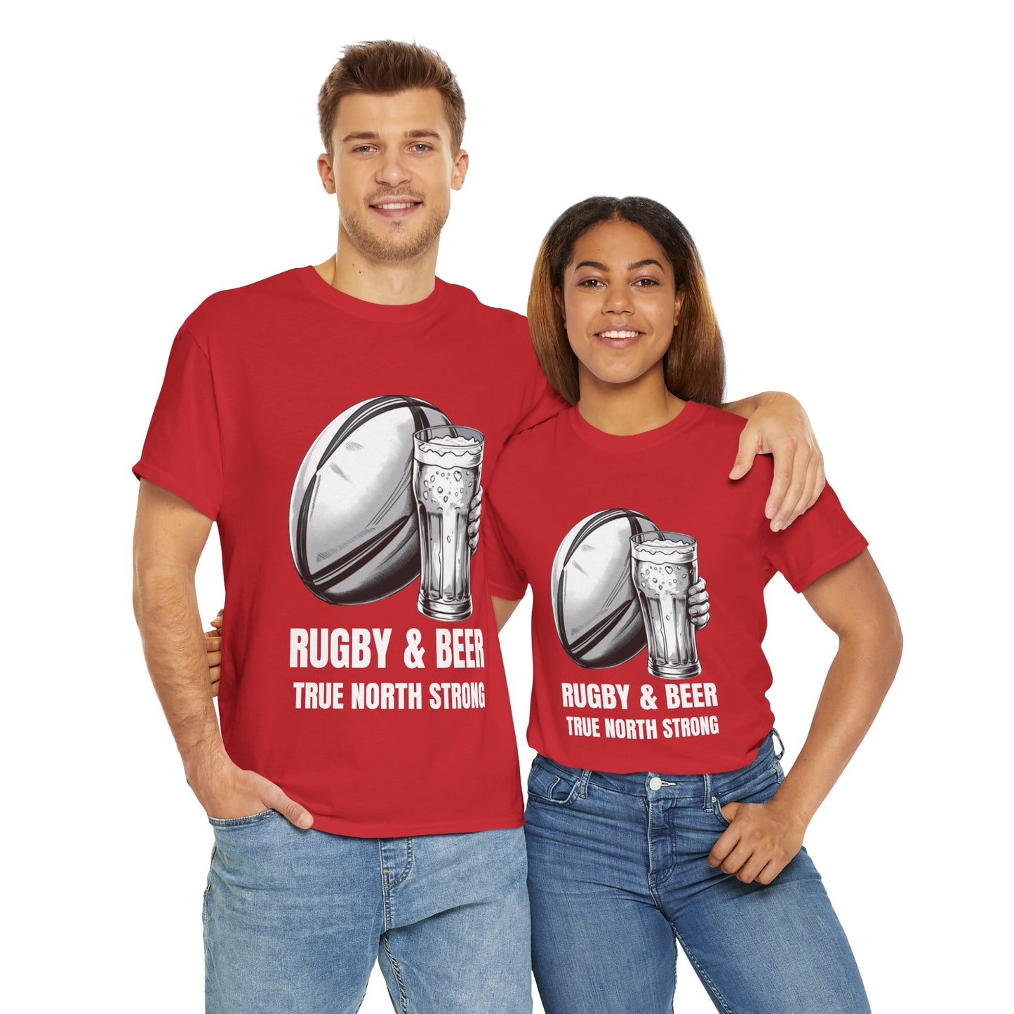 Rugby & Beer ¨True North Strong¨T-Shirt - Canadian Rugby Fan Matchday Gift