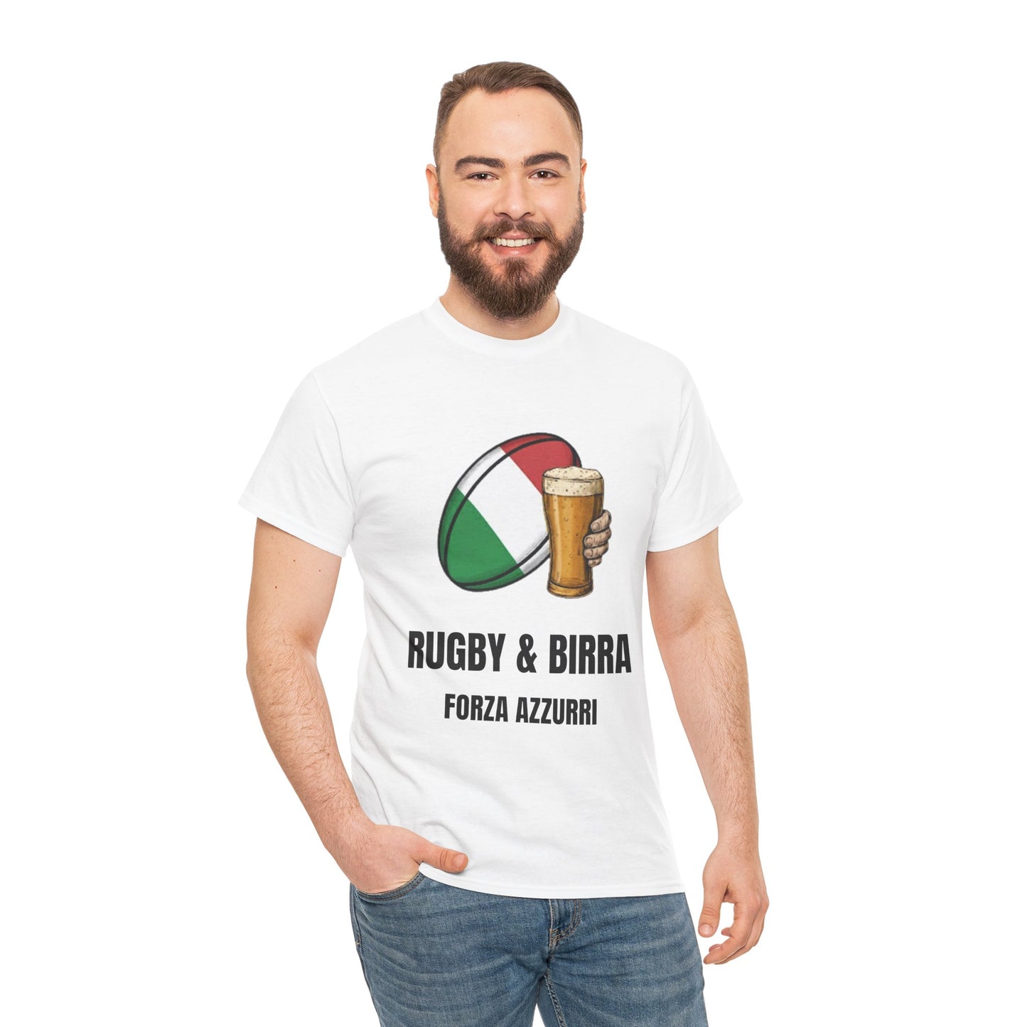 Italian Rugby T-Shirt | Forza Azzurri | "Rugby & Beer"