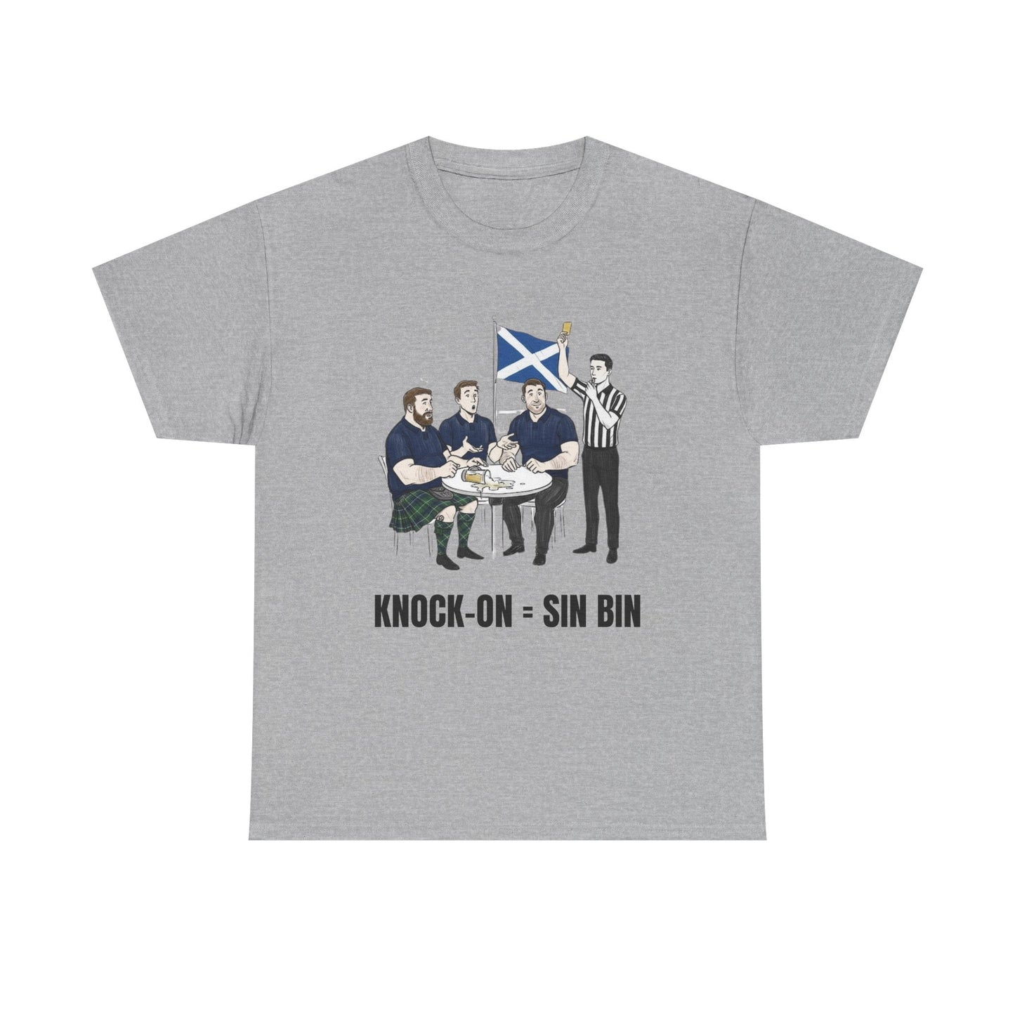 Scottish Rugby & Beer T-Shirt – Yellow Card Pint Spill | Funny Rugby Fans Tee