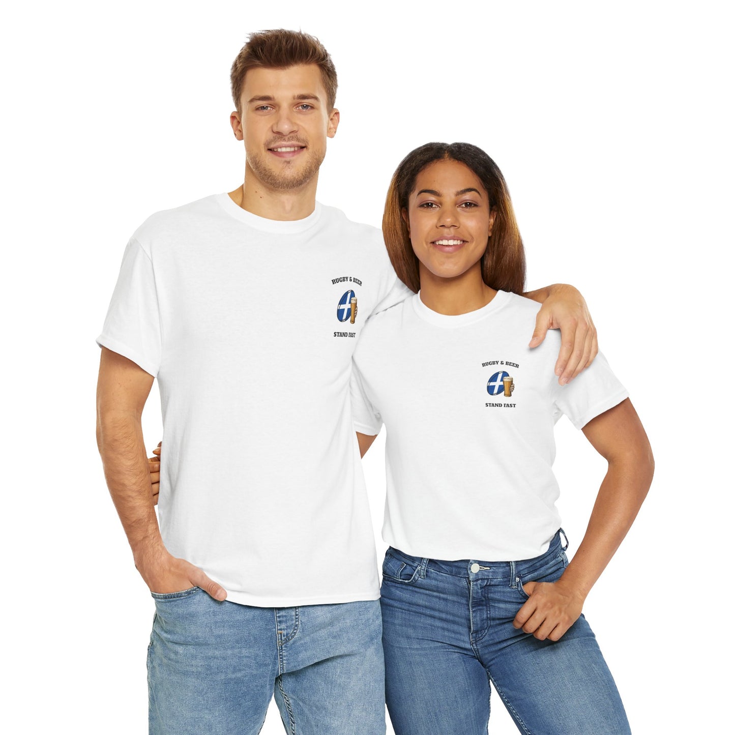 Scotland Rugby & Beer T-Shirt – Stand Fast | Scottish Rugby Fan Shirt