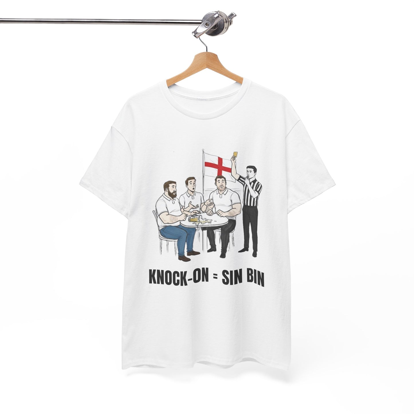 English Rugby & Beer T-Shirt – Yellow Card Pint Spill | Funny Rugby Fans Tee