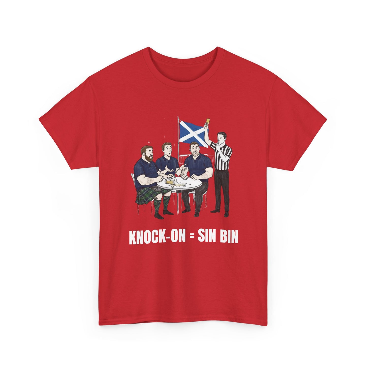 Scottish Rugby & Beer T-Shirt – Yellow Card Pint Spill | Funny Rugby Fans Tee