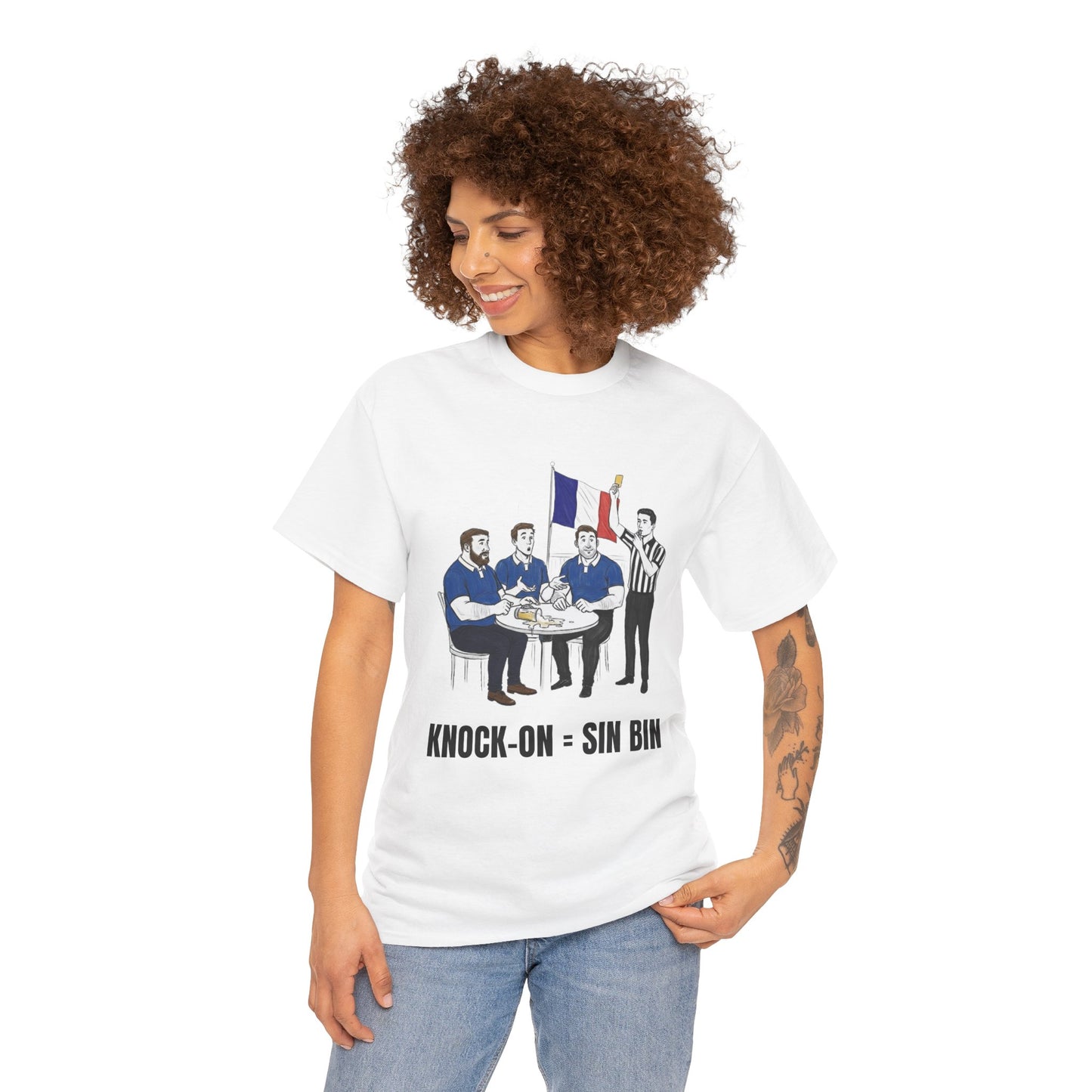 French Rugby & Beer T-Shirt – Yellow Card Pint Spill | Funny Rugby Fans Tee