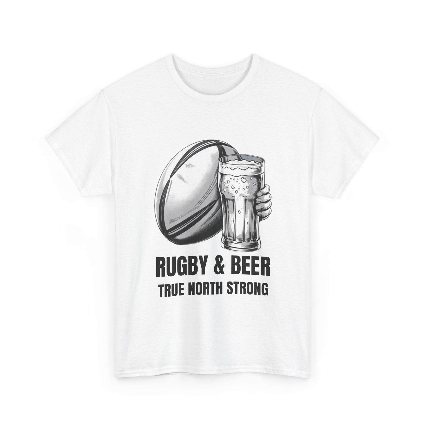 Rugby & Beer ¨True North Strong¨T-Shirt - Canadian Rugby Fan Matchday Gift