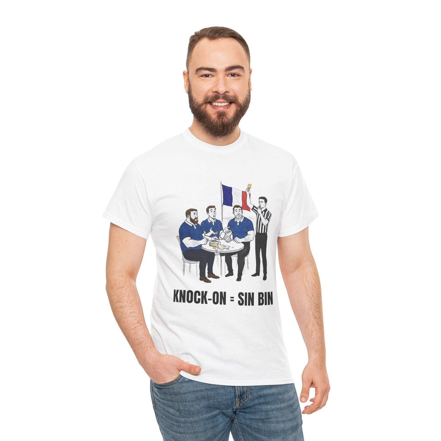 French Rugby & Beer T-Shirt – Yellow Card Pint Spill | Funny Rugby Fans Tee