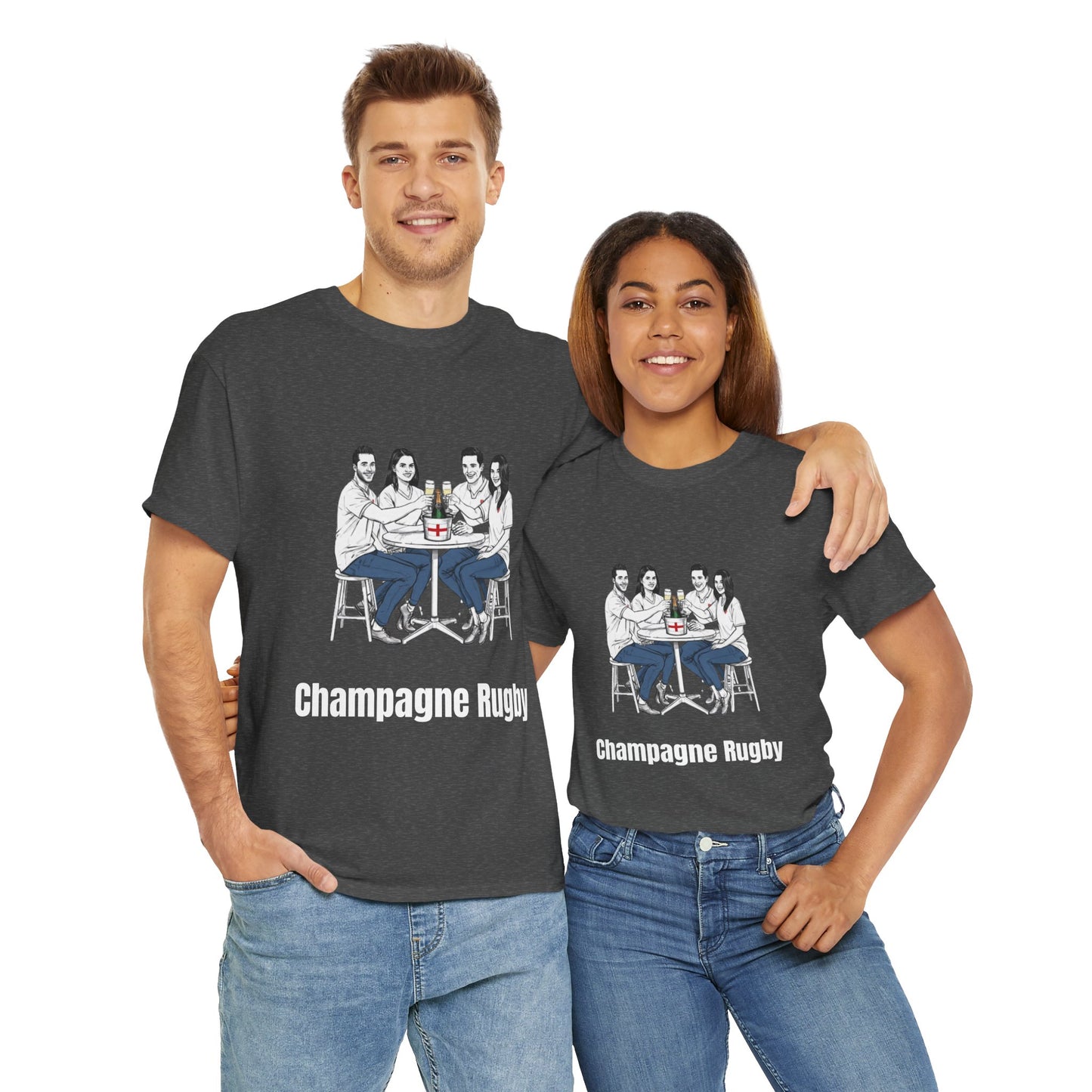 Champagne Rugby T-Shirt - Six Nations English Fan Gift