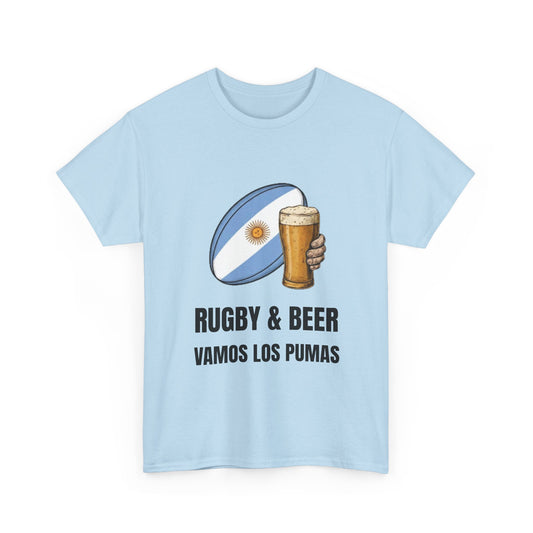 T-shirt Rugby e birra Argentina - T-shirt per tifosi Vamos Los Pumas | Abbigliamento per il giorno della partita