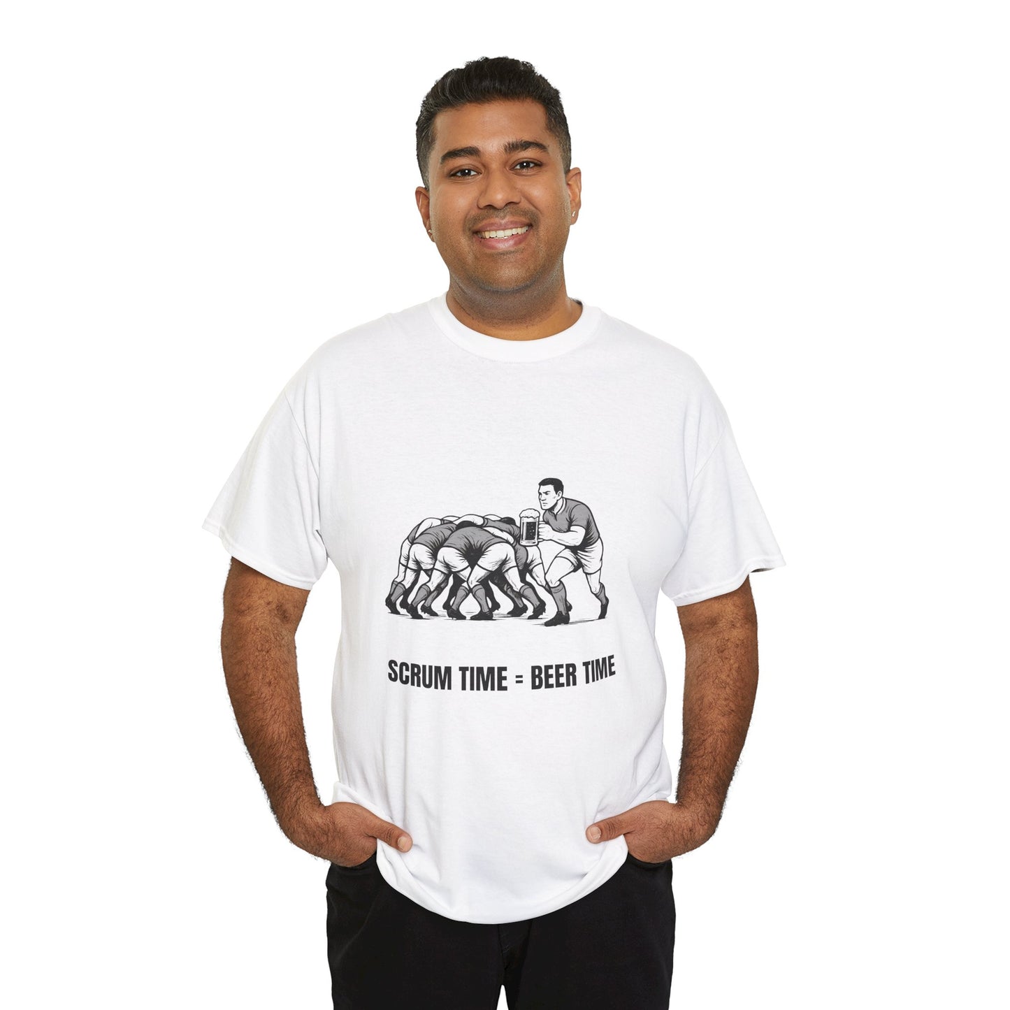 Scrum Time Beer Time Unisex Heavy Cotton Tee, Rugby Shirt, Sports Fan Gift, Casual Wear, Beer Lover Apparel