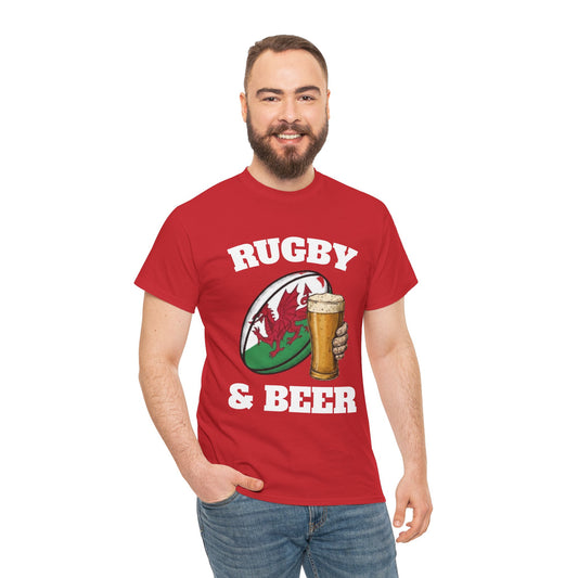 Wales Rugby & Beer T-Shirt – Perfect for Match Days, Gifts & Lads Trips