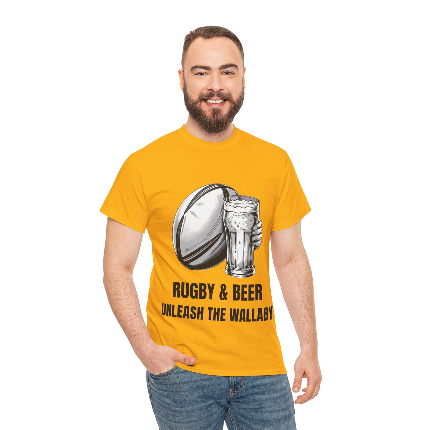 Rugby & Beer ¨Unleash the Wallaby¨ T-Shirt - Australian Rugby Fan Matchday Gift