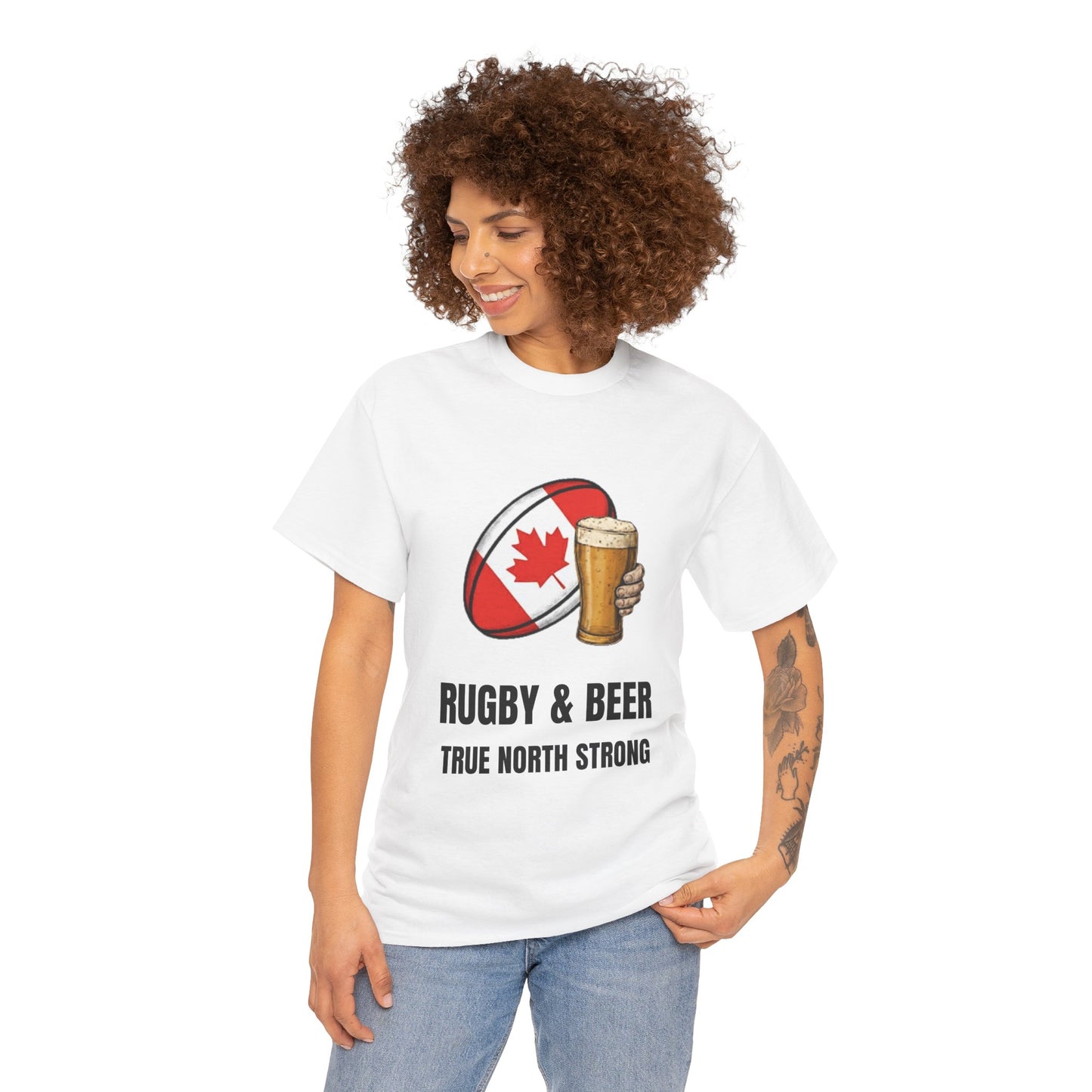 T-shirt Canada Rugby &amp; Beer - T-shirt de supporter True North Strong | Vêtements pour le jour du match