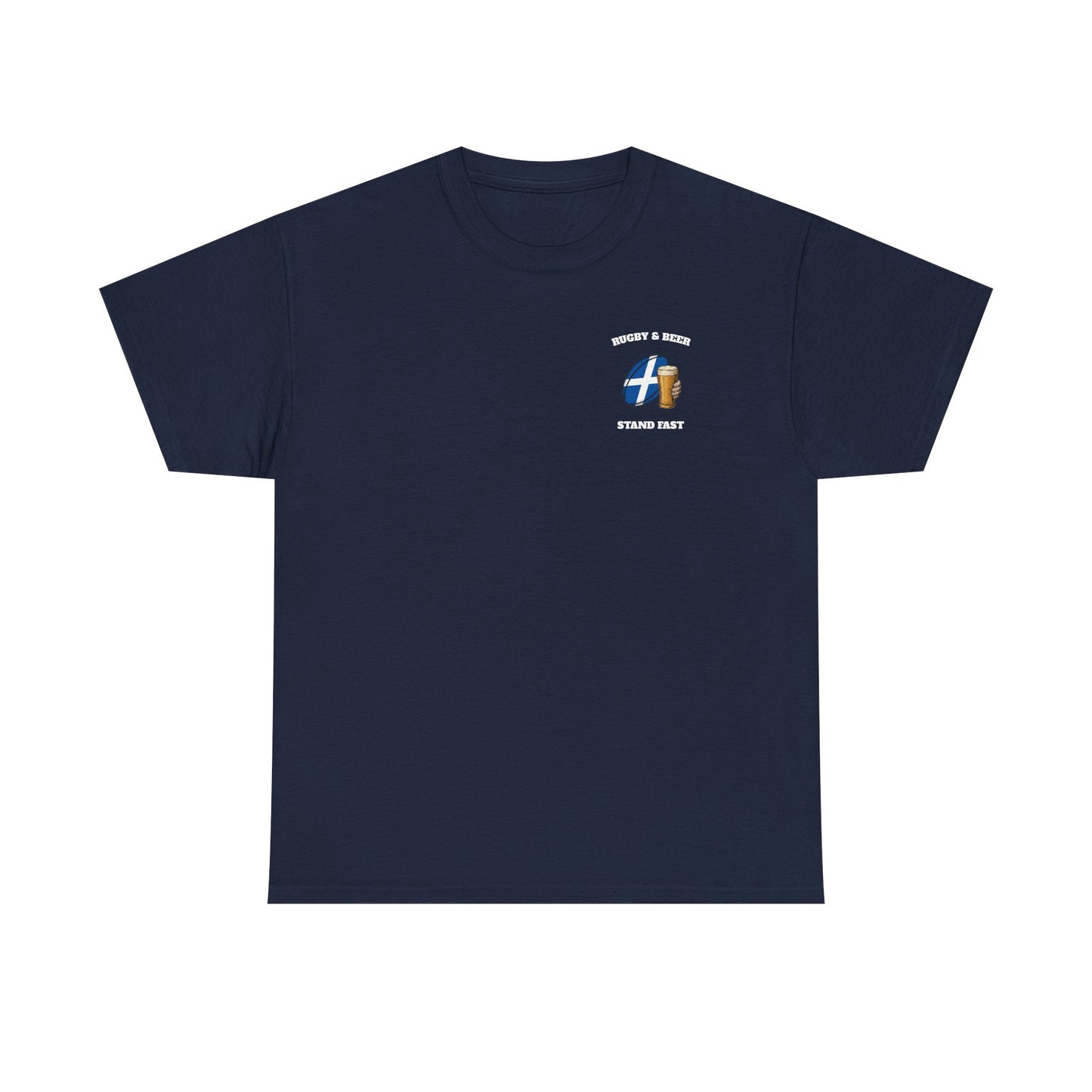 Scotland Rugby & Beer T-Shirt – Stand Fast | Scottish Rugby Fan Shirt