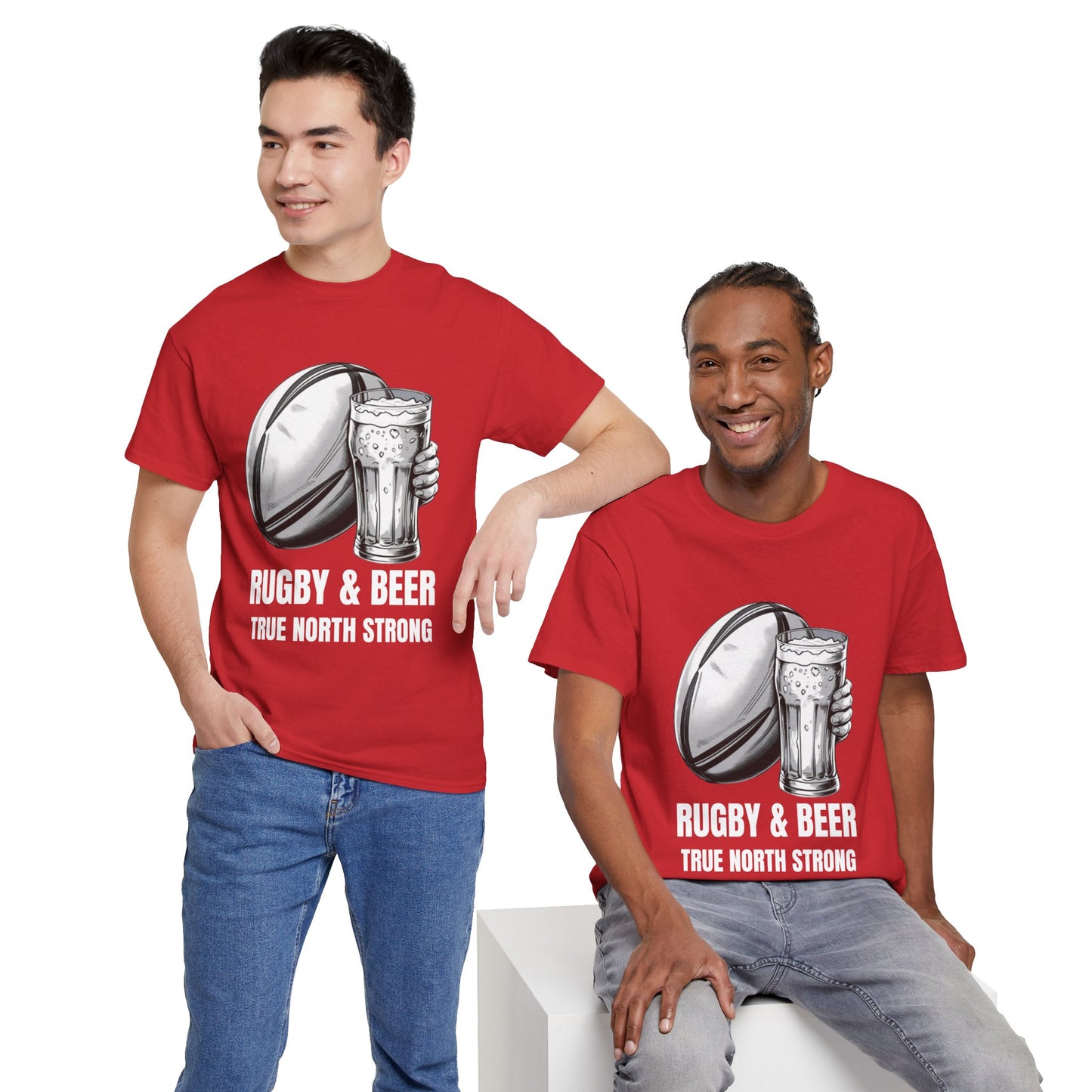 Rugby & Beer ¨True North Strong¨T-Shirt - Canadian Rugby Fan Matchday Gift