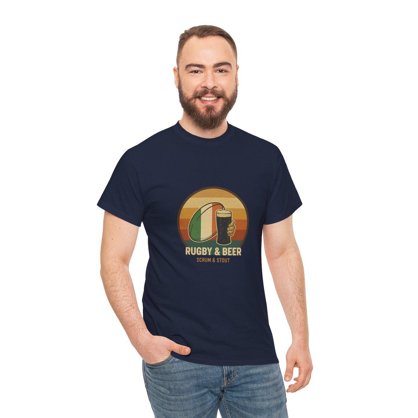 Vintage Irish Rugby T-Shirt | Rugby & Beer “Scrum & Stout” – Funny Irish Rugby Top