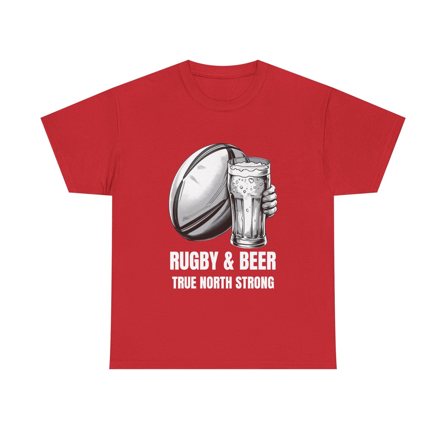 Rugby & Beer ¨True North Strong¨T-Shirt - Canadian Rugby Fan Matchday Gift