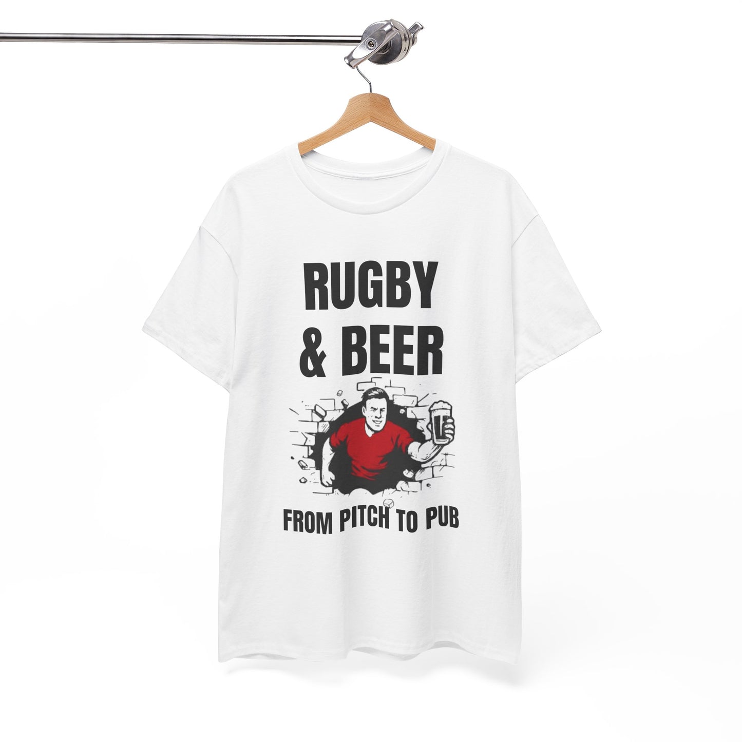 Rugby & Beer T-Shirt – From the Pitch to the Pub | Welsh Rugby Fans Tee