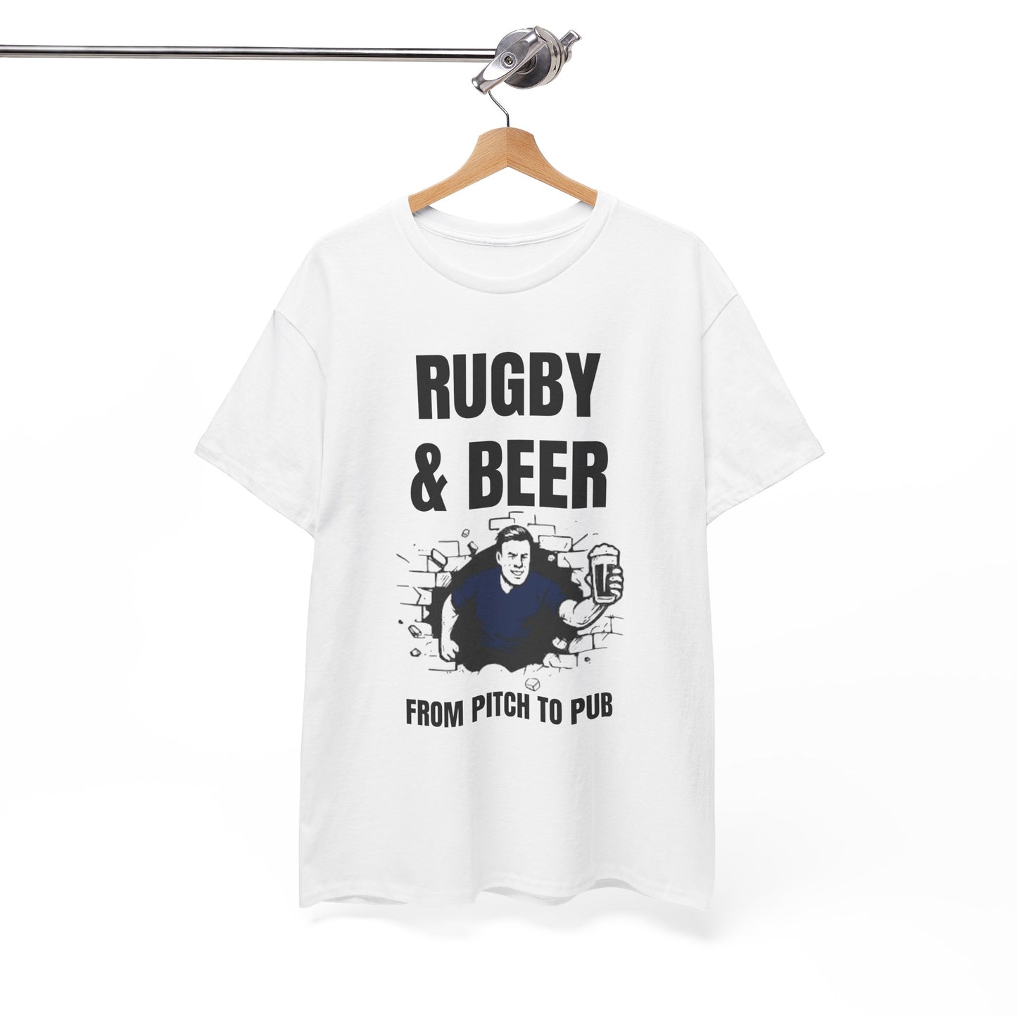 Rugby & Beer T-Shirt – From the Pitch to the Pub | Scottish Rugby Fans Tee