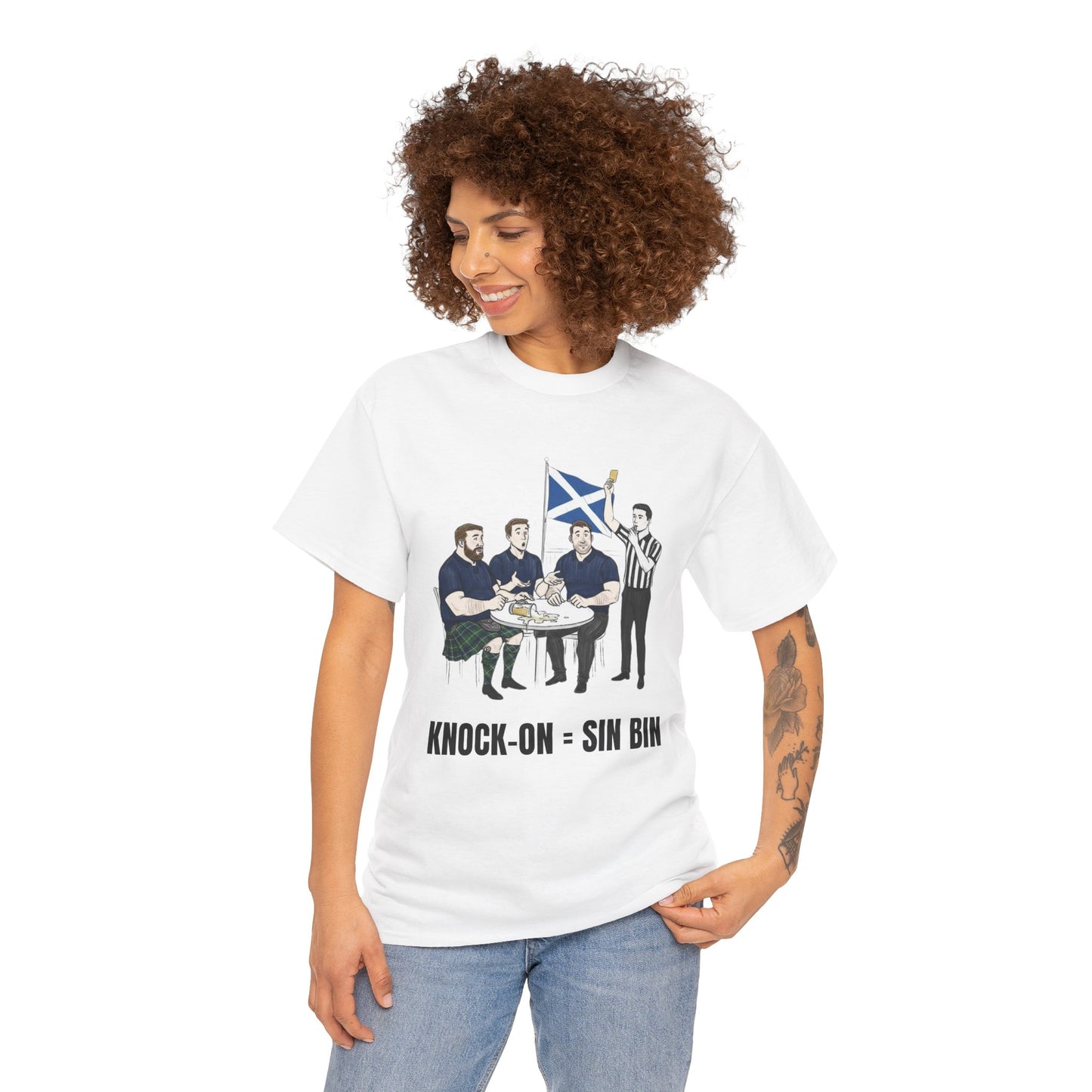 Scottish Rugby & Beer T-Shirt – Yellow Card Pint Spill | Funny Rugby Fans Tee