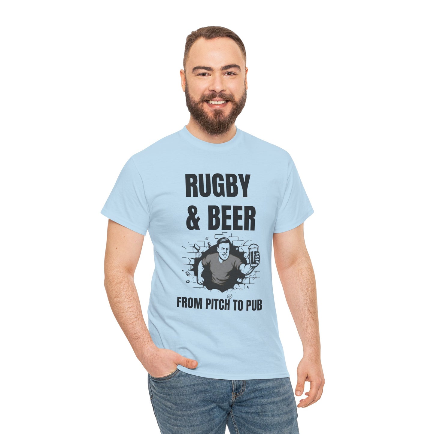 Rugby & Beer T-Shirt – From the Pitch to the Pub | English Rugby Fans Tee