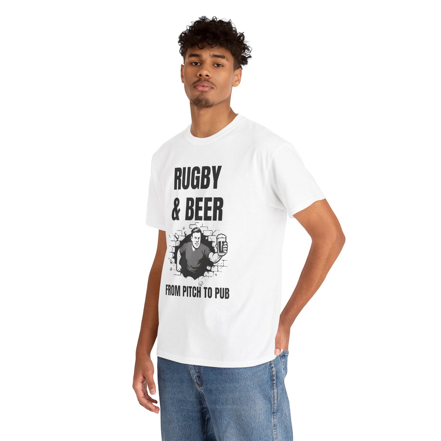 Rugby & Beer T-Shirt – From the Pitch to the Pub | English Rugby Fans Tee