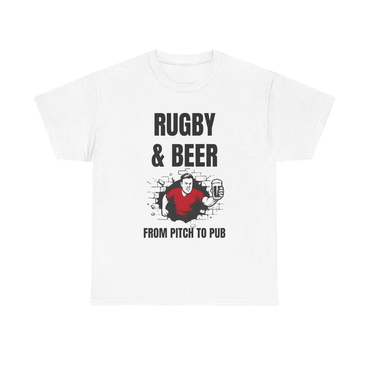 Rugby & Beer T-Shirt – From the Pitch to the Pub | Welsh Rugby Fans Tee