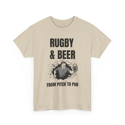Rugby & Beer T-Shirt – From the Pitch to the Pub | English Rugby Fans Tee