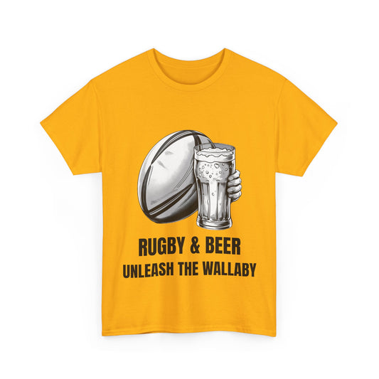 Rugby & Beer ¨Unleash the Wallaby¨ T-Shirt - Australian Rugby Fan Matchday Gift