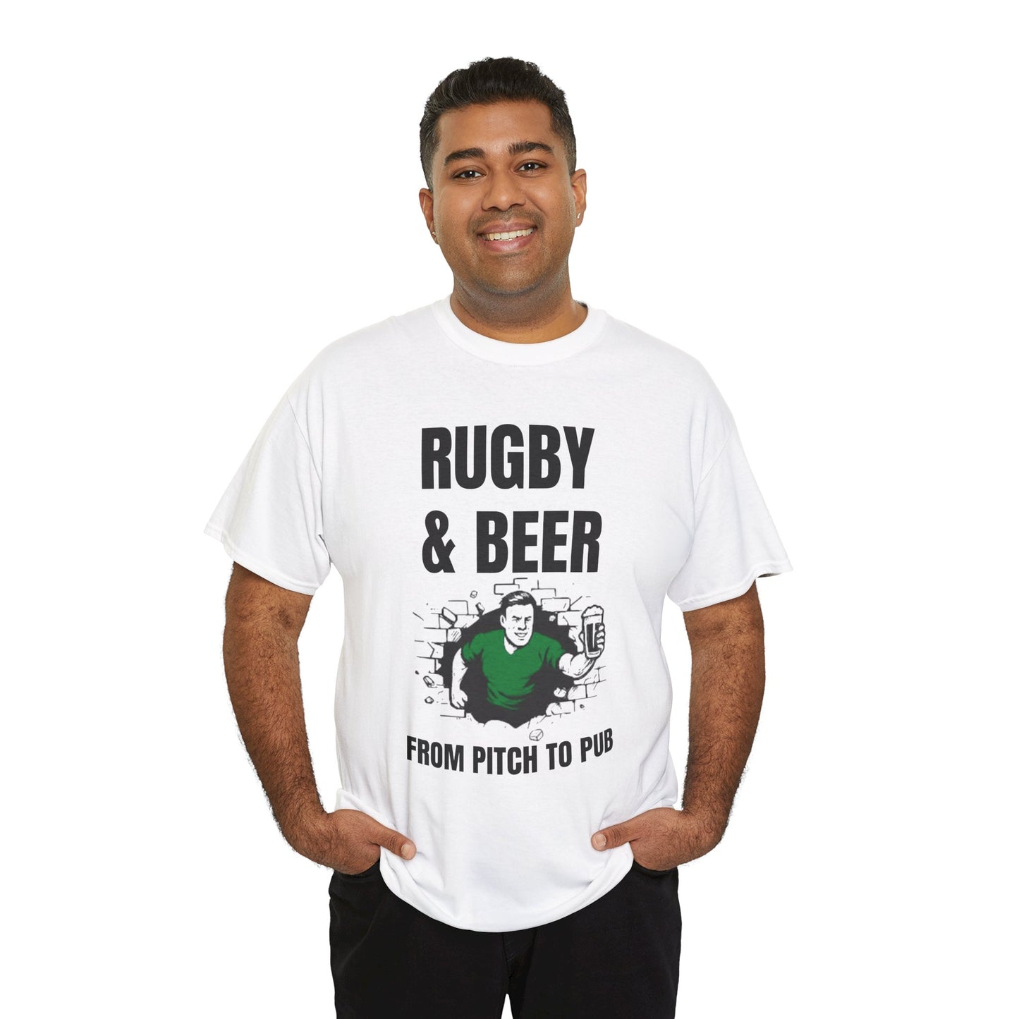 Rugby & Beer T-Shirt – From the Pitch to the Pub | Irish Rugby Fans Tee