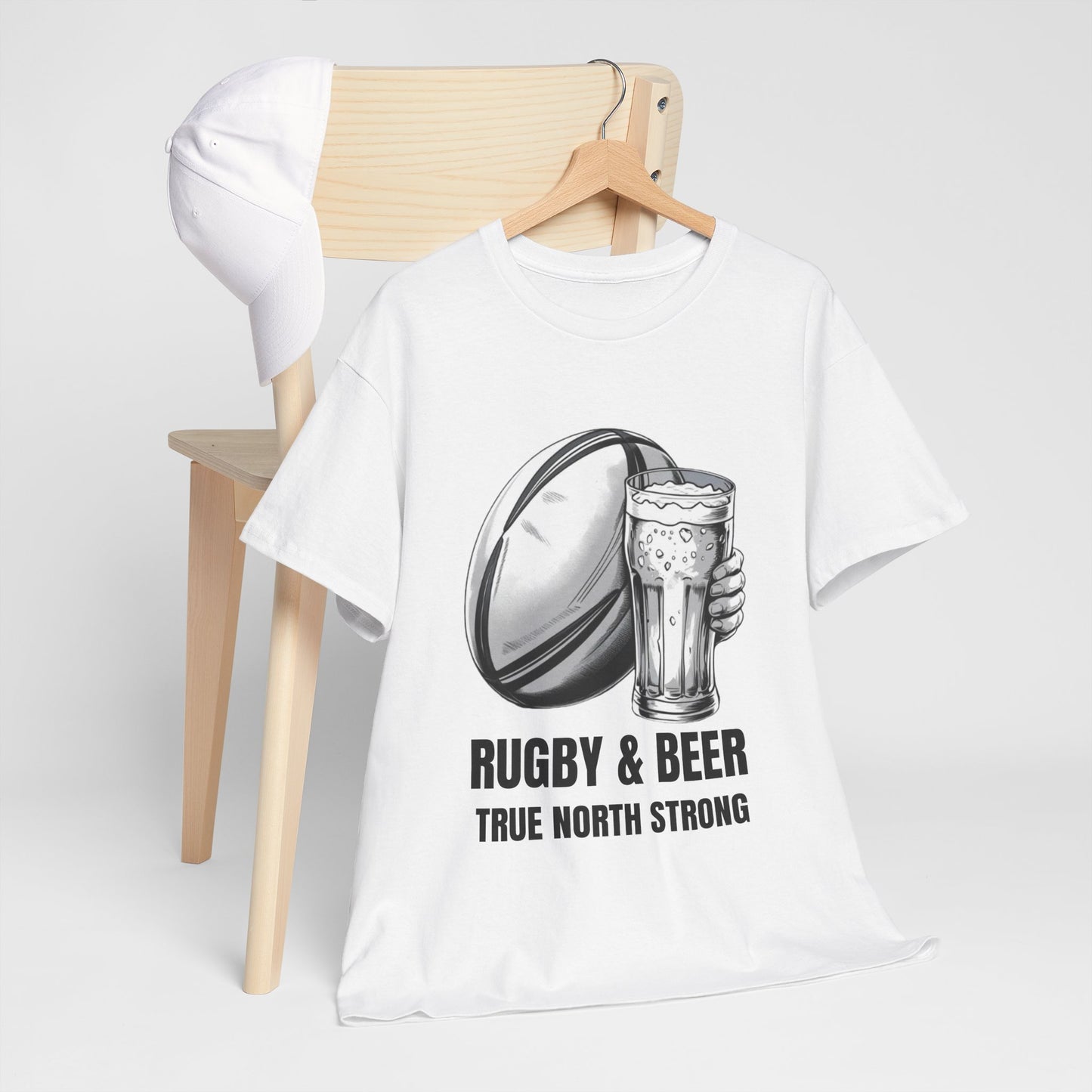 Rugby & Beer ¨True North Strong¨T-Shirt - Canadian Rugby Fan Matchday Gift