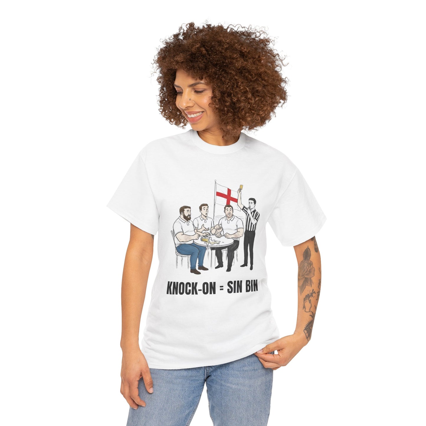 English Rugby & Beer T-Shirt – Yellow Card Pint Spill | Funny Rugby Fans Tee