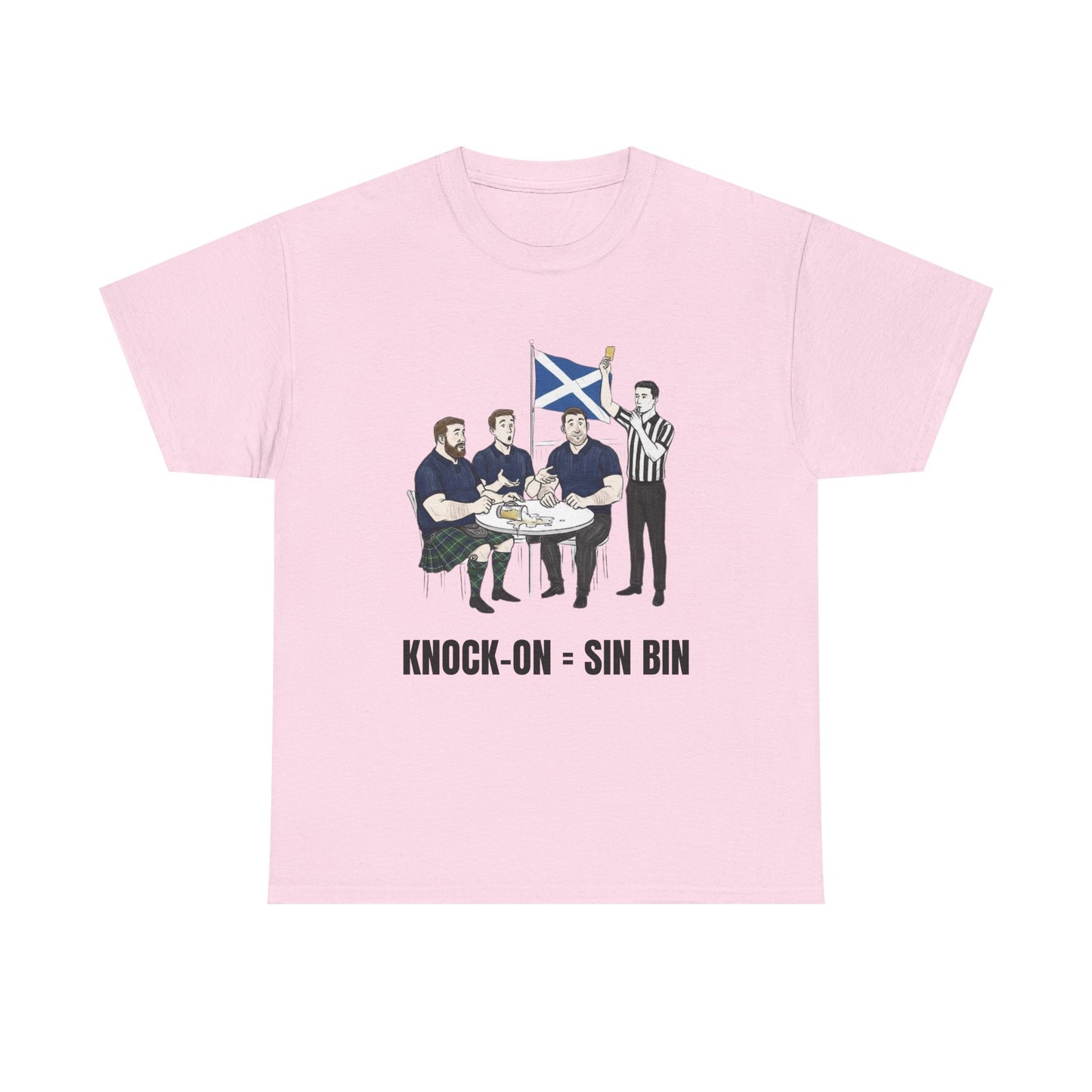 Scottish Rugby & Beer T-Shirt – Yellow Card Pint Spill | Funny Rugby Fans Tee