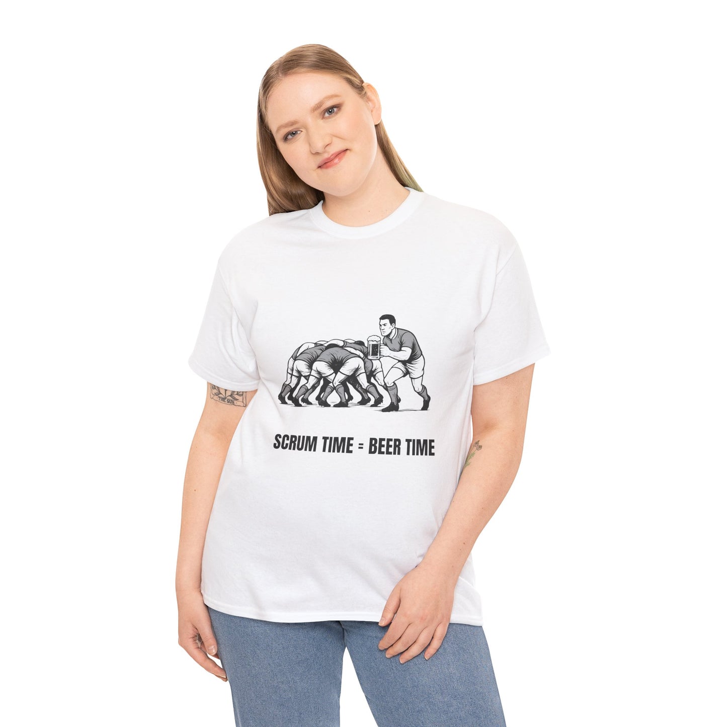 Scrum Time Beer Time Unisex Heavy Cotton Tee, Rugby Shirt, Sports Fan Gift, Casual Wear, Beer Lover Apparel