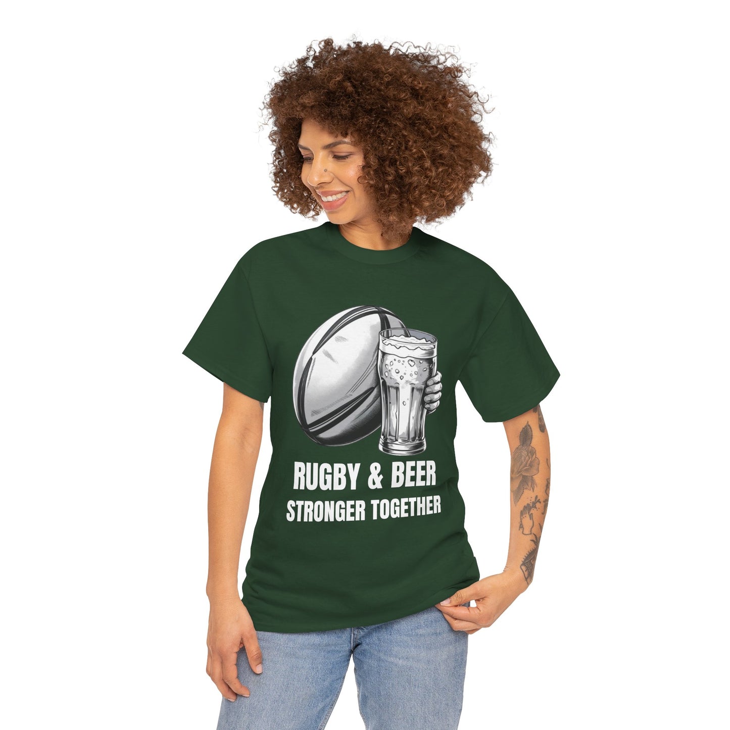 Rugby & Beer ¨Stronger together¨ T-Shirt - South African Rugby Fan Matchday Gift