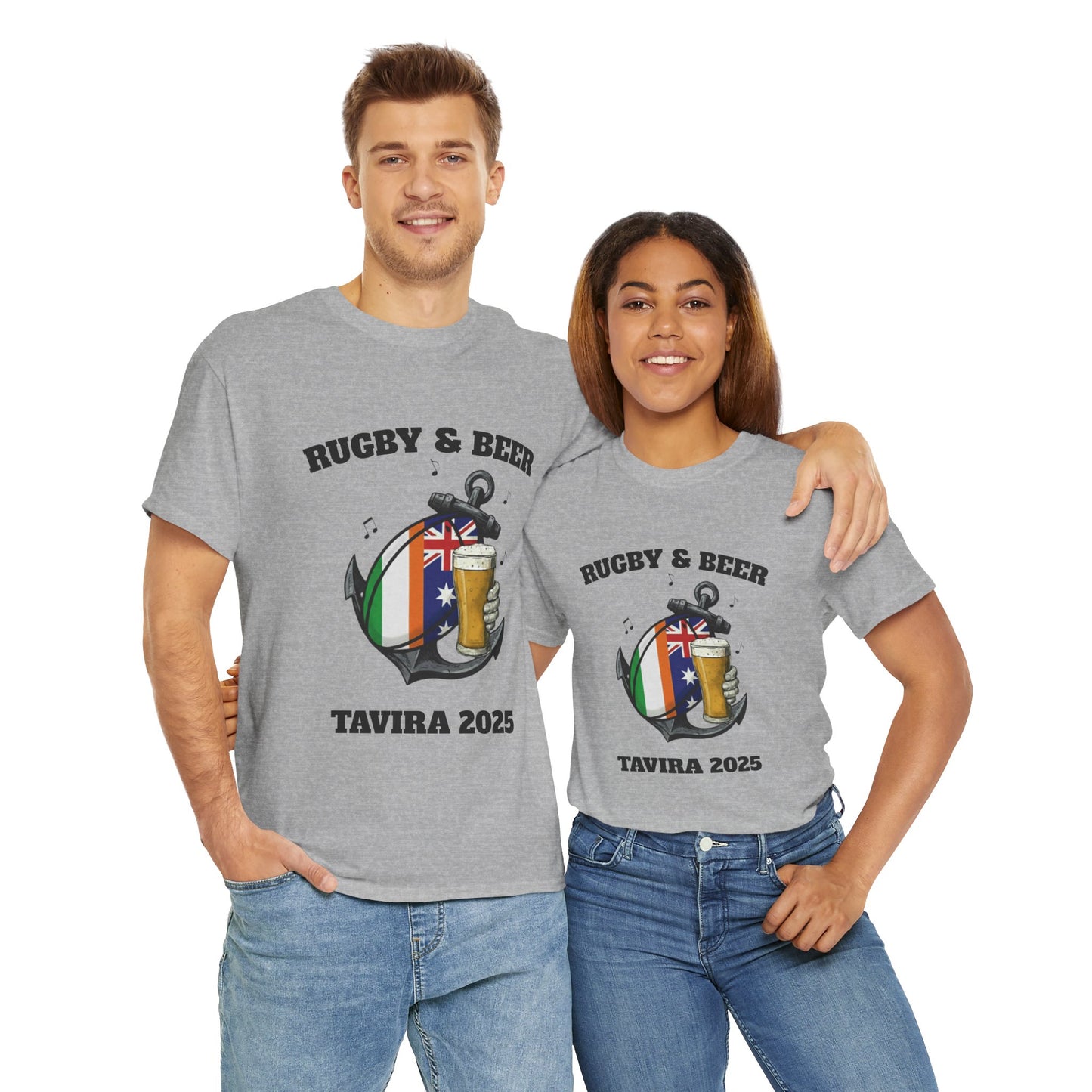 Personalized Rugby & Beer Tee - Your Flag, Your Fun! (Bulk Order Customization Available)