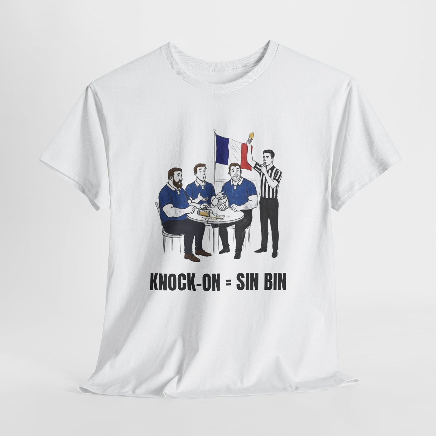 French Rugby & Beer T-Shirt – Yellow Card Pint Spill | Funny Rugby Fans Tee