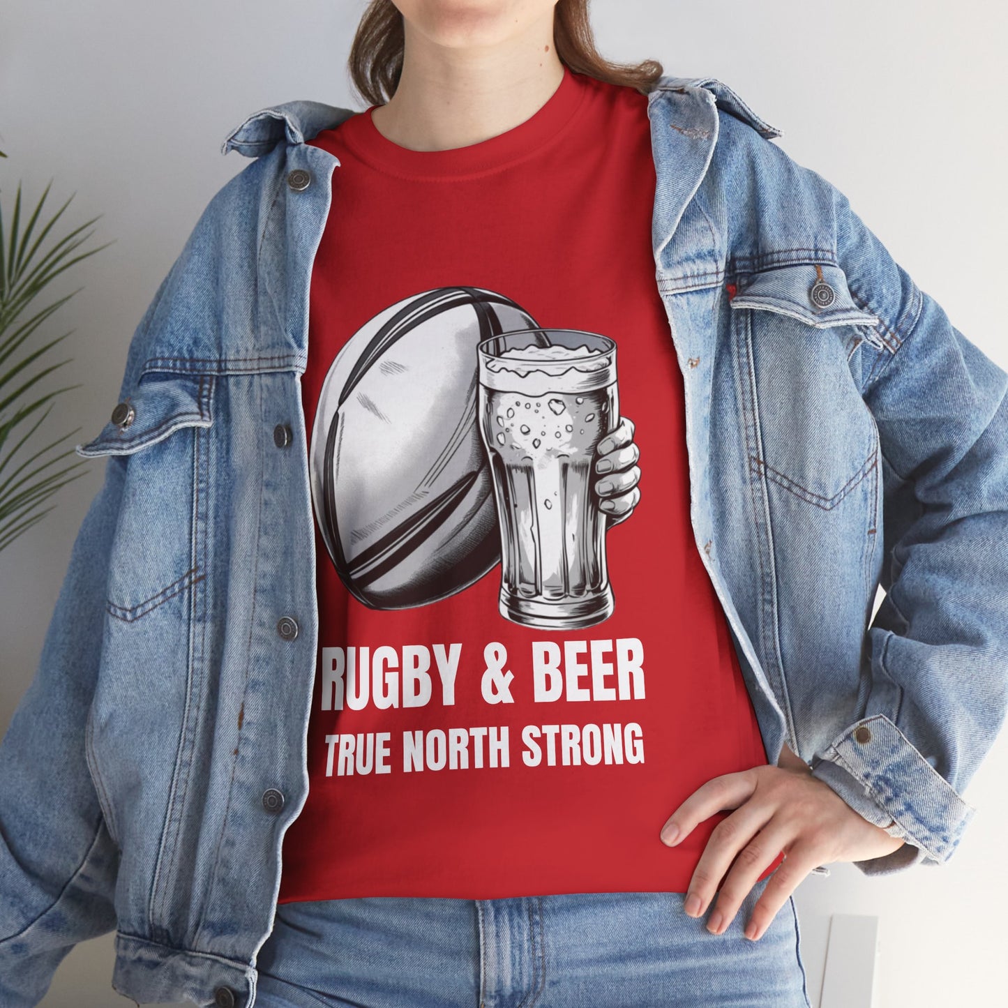 Rugby & Beer ¨True North Strong¨T-Shirt - Canadian Rugby Fan Matchday Gift