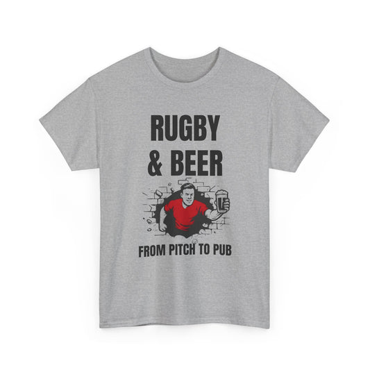 Rugby & Beer T-Shirt – From the Pitch to the Pub | Welsh Rugby Fans Tee
