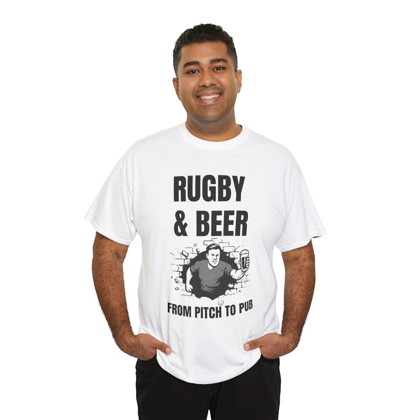 Rugby & Beer T-Shirt – From the Pitch to the Pub | English Rugby Fans Tee