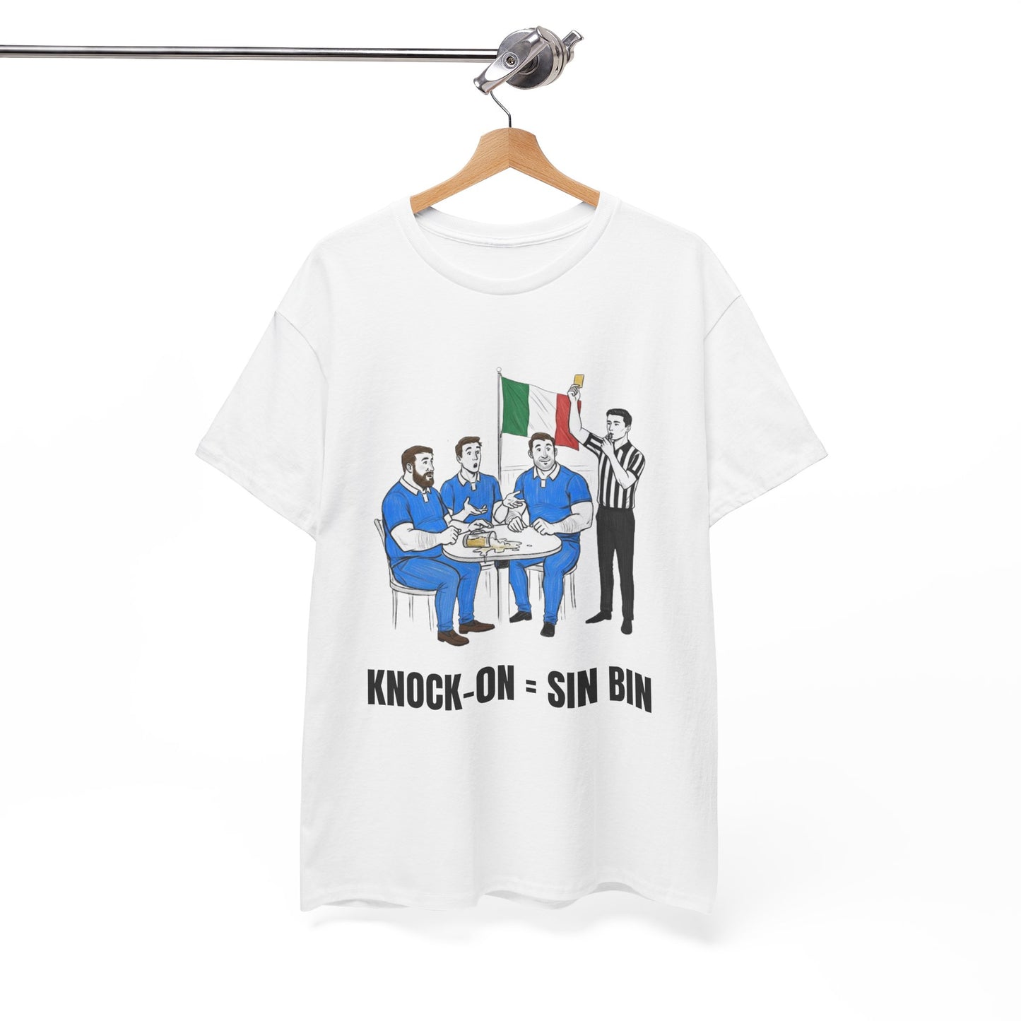 Italian Rugby & Beer T-Shirt – Yellow Card Pint Spill | Funny Rugby Fans Tee
