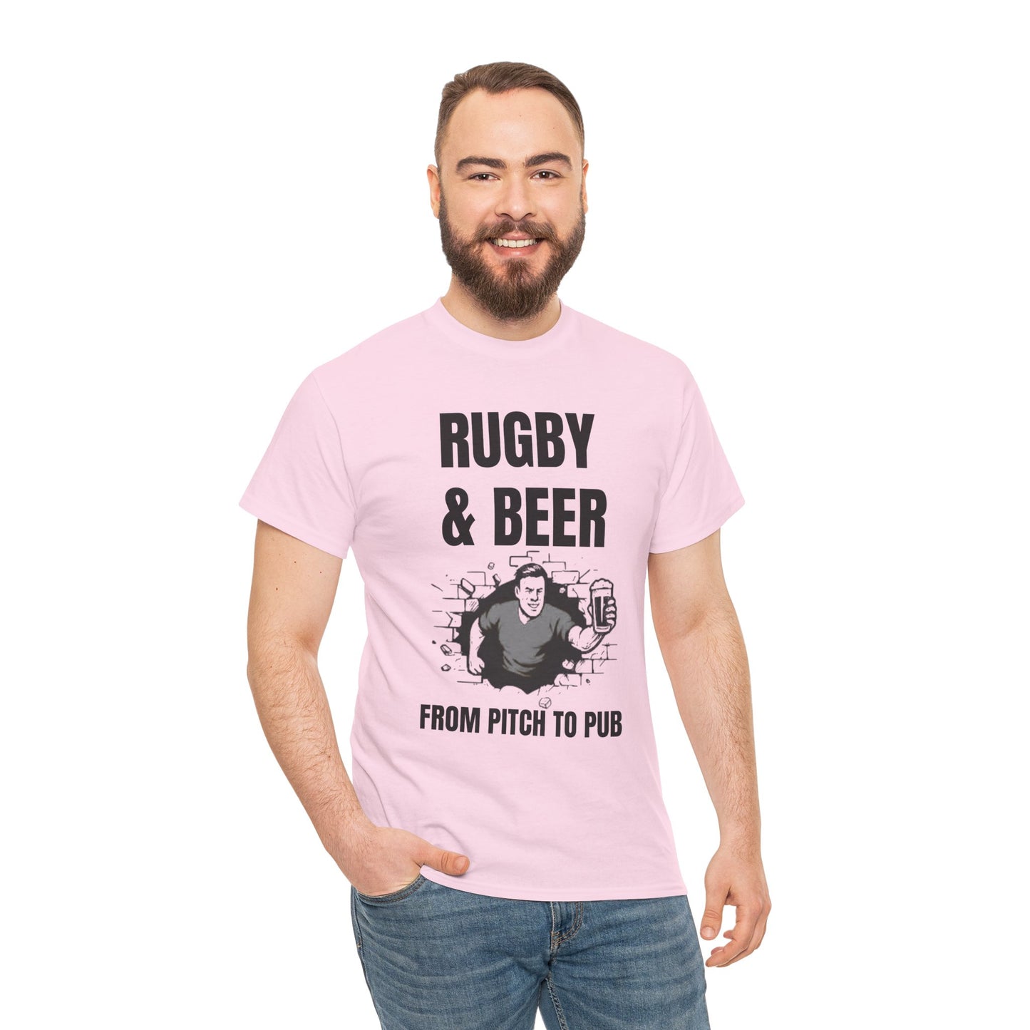 Rugby & Beer T-Shirt – From the Pitch to the Pub | English Rugby Fans Tee