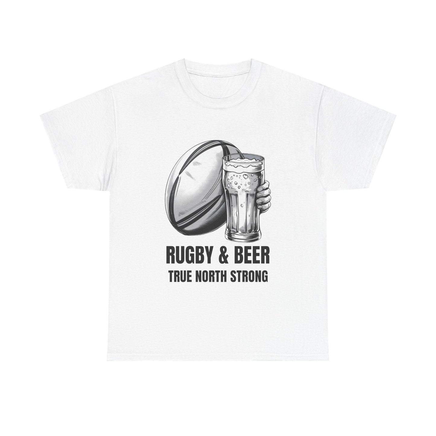 Rugby & Beer ¨True North Strong¨T-Shirt - Canadian Rugby Fan Matchday Gift
