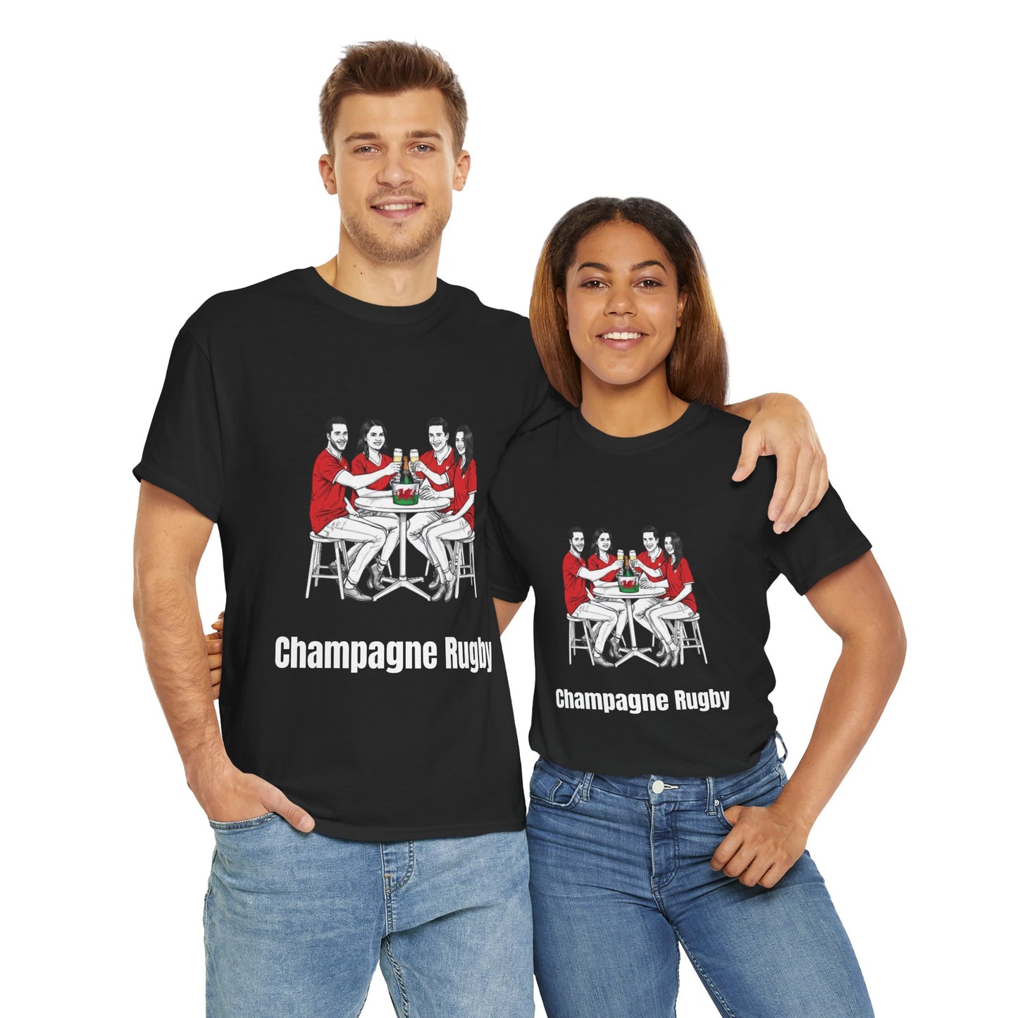 Champagne Rugby T-shirt - Six Nations Wales Fan Gift