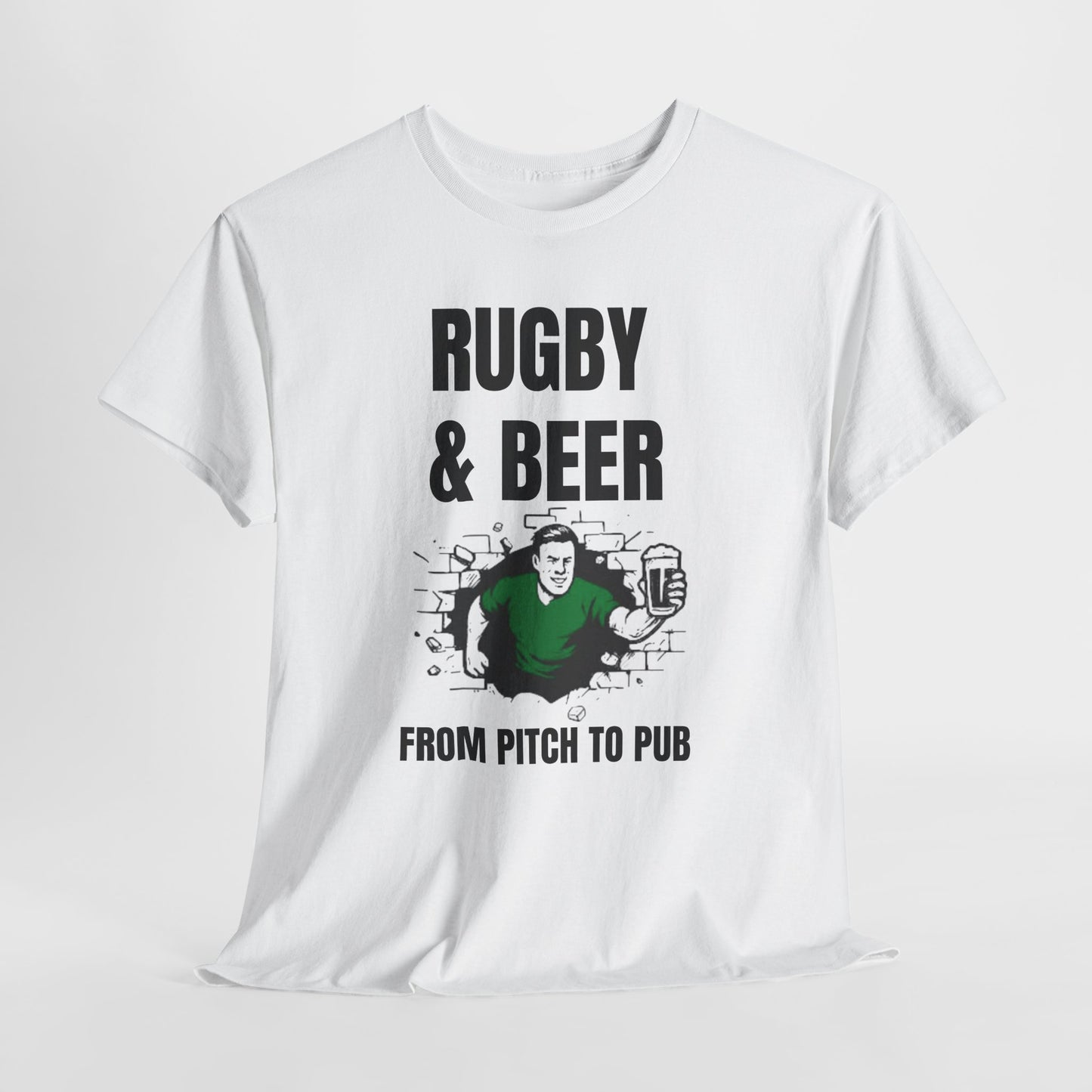 Rugby & Beer T-Shirt – From the Pitch to the Pub | Irish Rugby Fans Tee