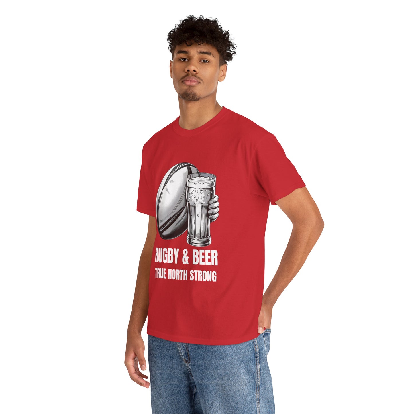 Rugby & Beer ¨True North Strong¨T-Shirt - Canadian Rugby Fan Matchday Gift