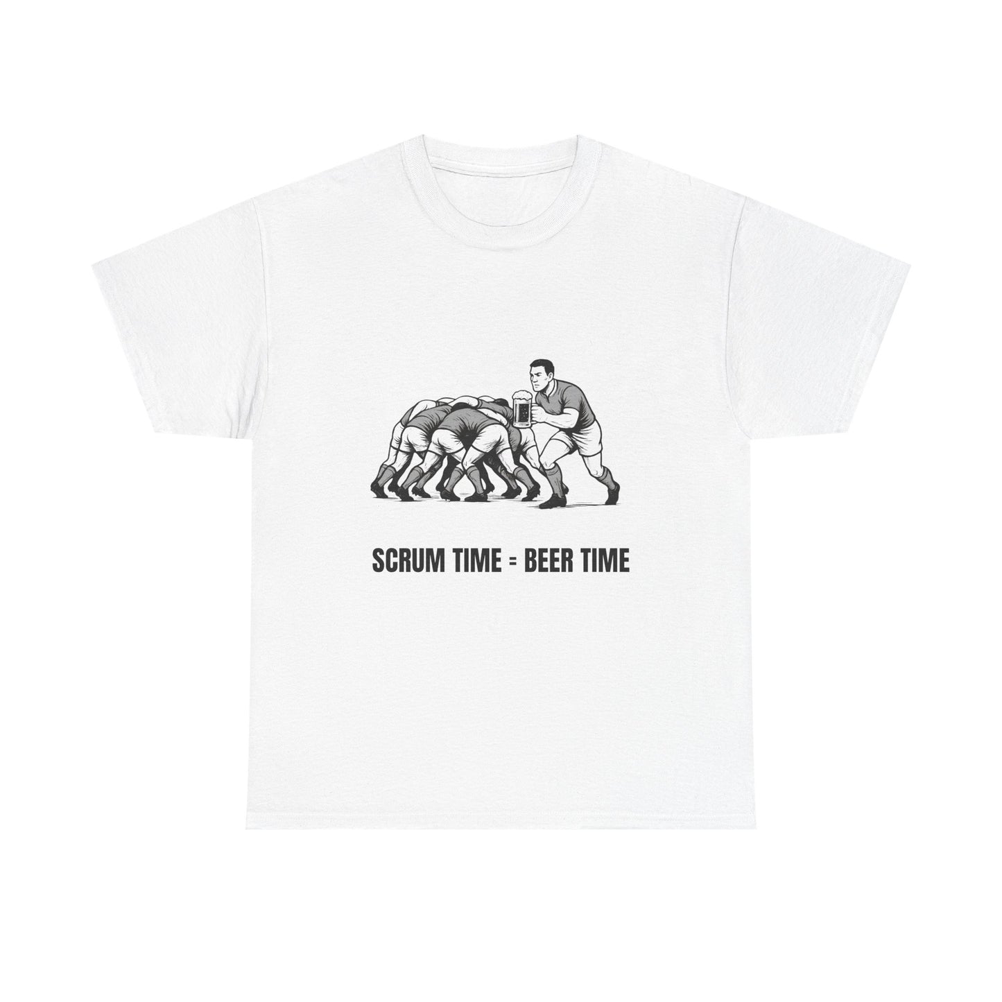Scrum Time Beer Time Unisex Heavy Cotton Tee, Rugby Shirt, Sports Fan Gift, Casual Wear, Beer Lover Apparel