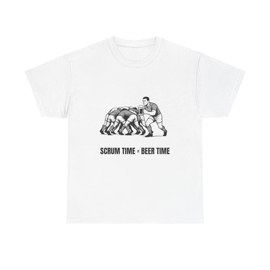 Scrum Time Beer Time Unisex Heavy Cotton Tee, Rugby Shirt, Sports Fan Gift, Casual Wear, Beer Lover Apparel