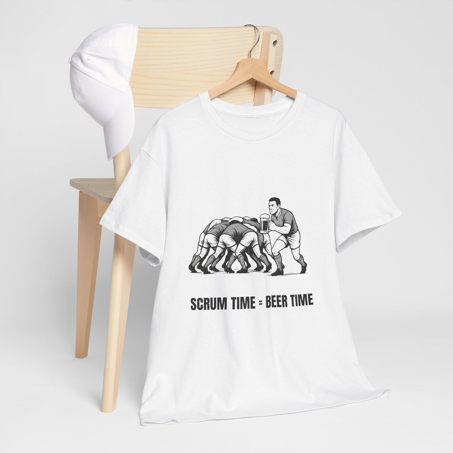 Scrum Time Beer Time Unisex Heavy Cotton Tee, Rugby Shirt, Sports Fan Gift, Casual Wear, Beer Lover Apparel
