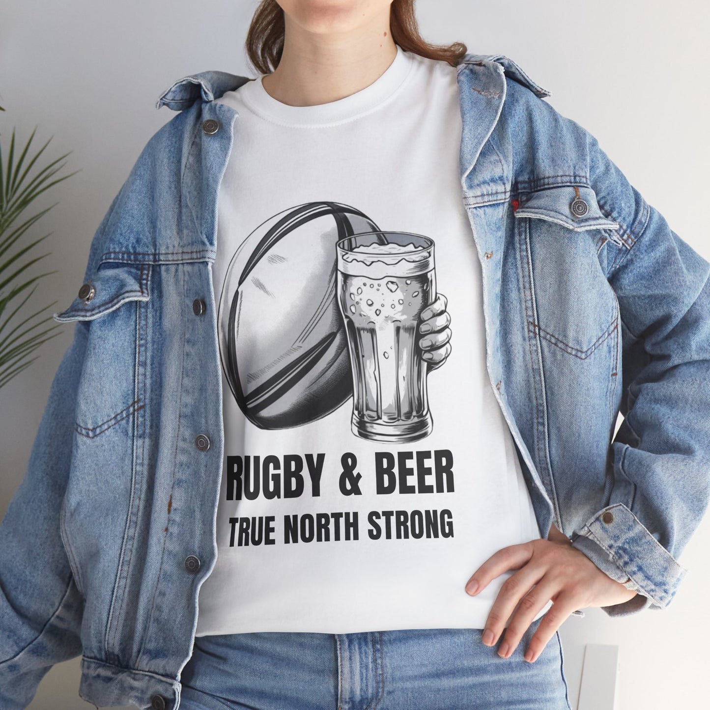 Rugby & Beer ¨True North Strong¨T-Shirt - Canadian Rugby Fan Matchday Gift