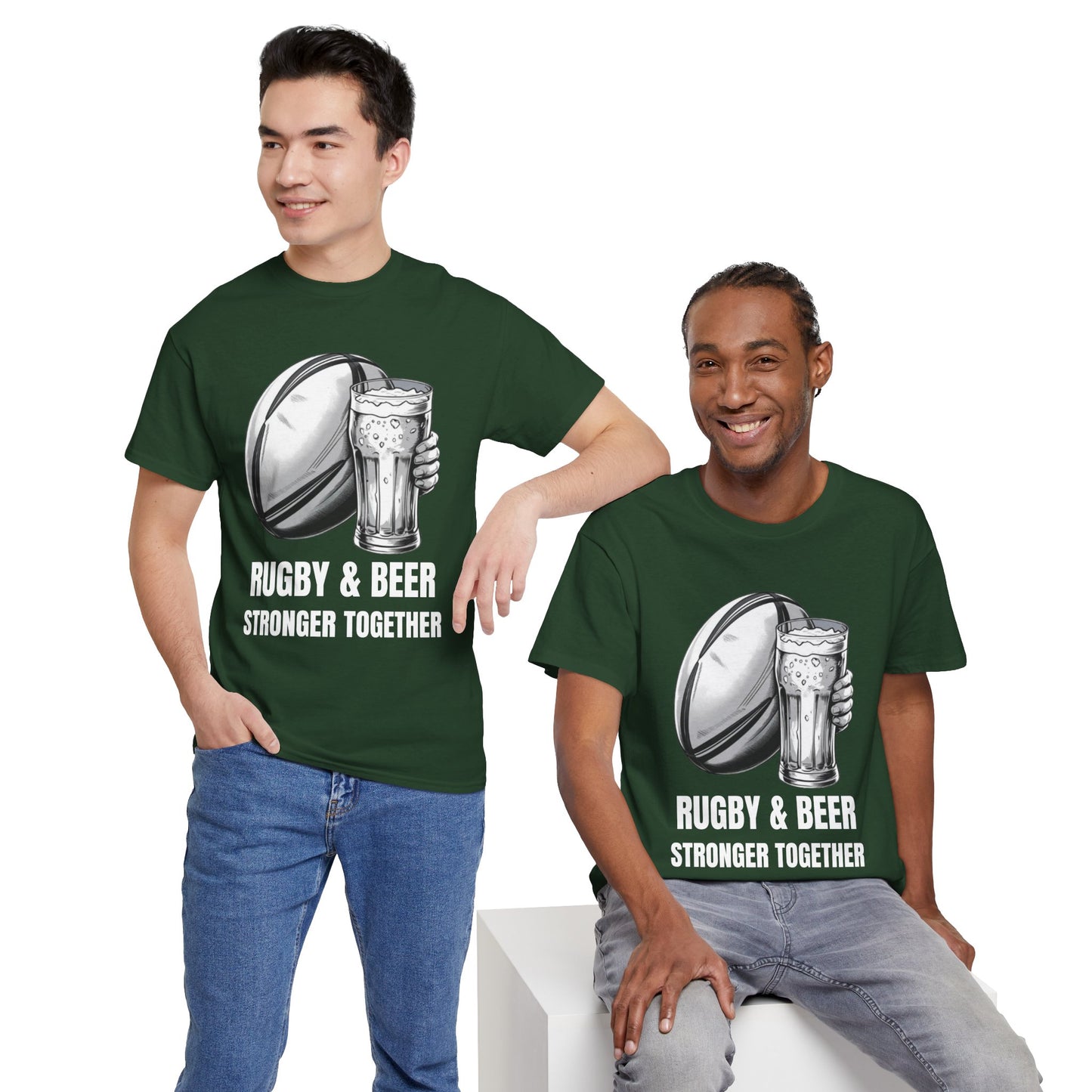 Rugby & Beer ¨Stronger together¨ T-Shirt - South African Rugby Fan Matchday Gift