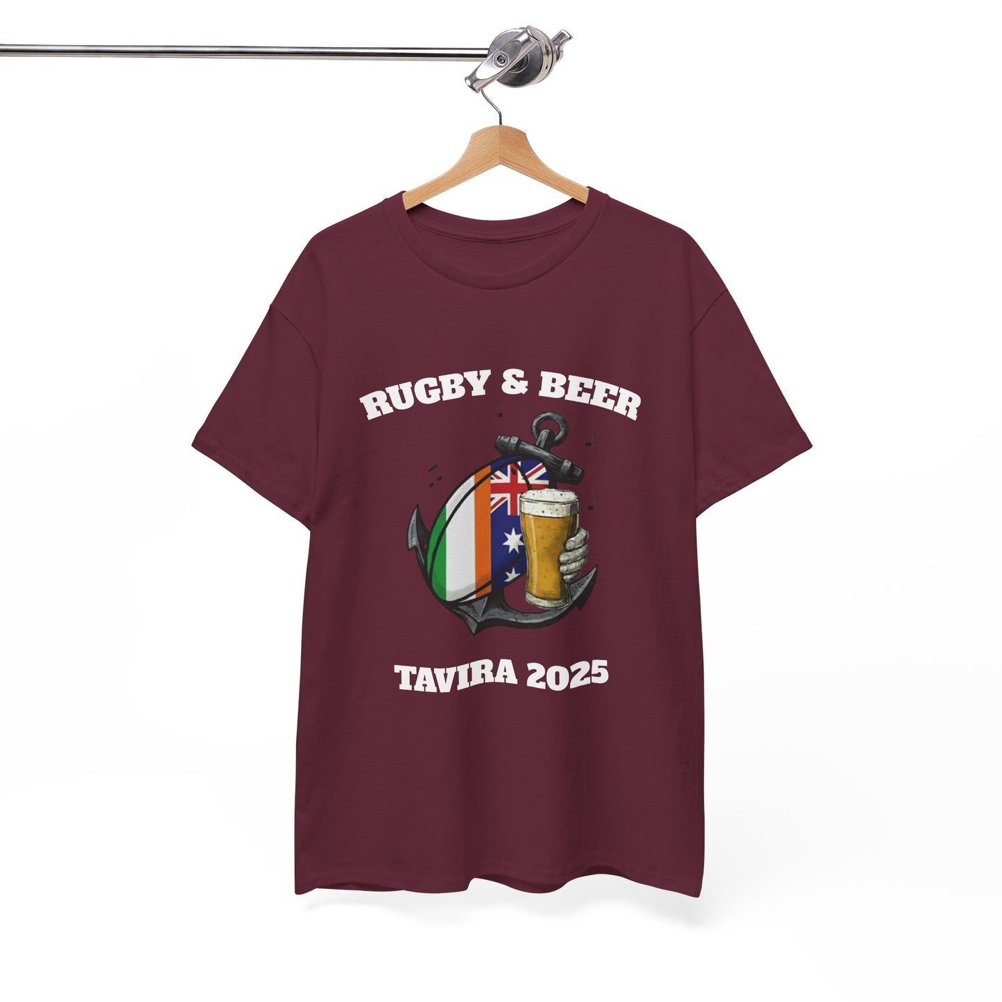 Personalized Rugby & Beer Tee - Your Flag, Your Fun! (Bulk Order Customization Available)